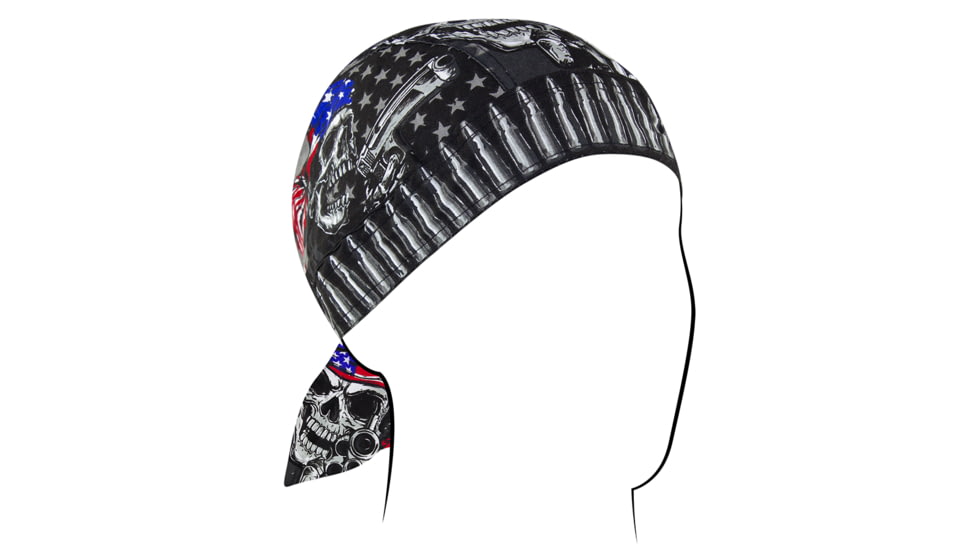 Zan Headgear Cotton Flydanna, One Size, USA Gun Skull, Z711