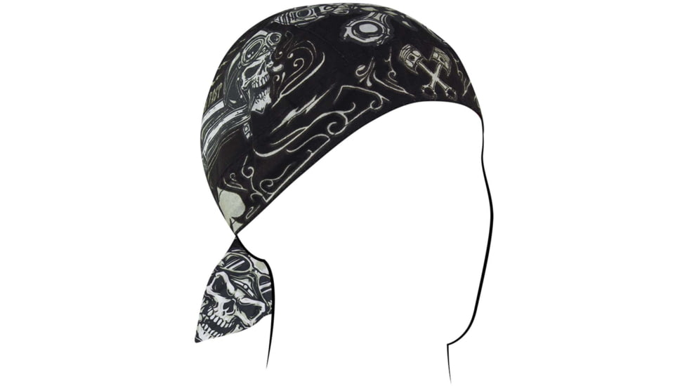 Zan Headgear Cotton Flydanna, Biker Skull, Cotton, Z712
