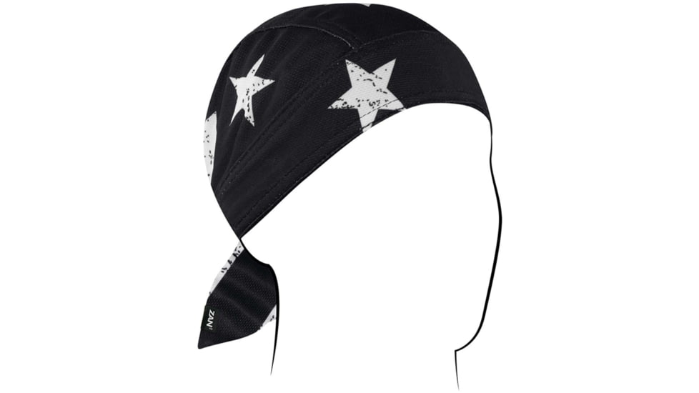 Zan Headgear Polyester Flydanna, Black/White Flag, Polyester, ZM091