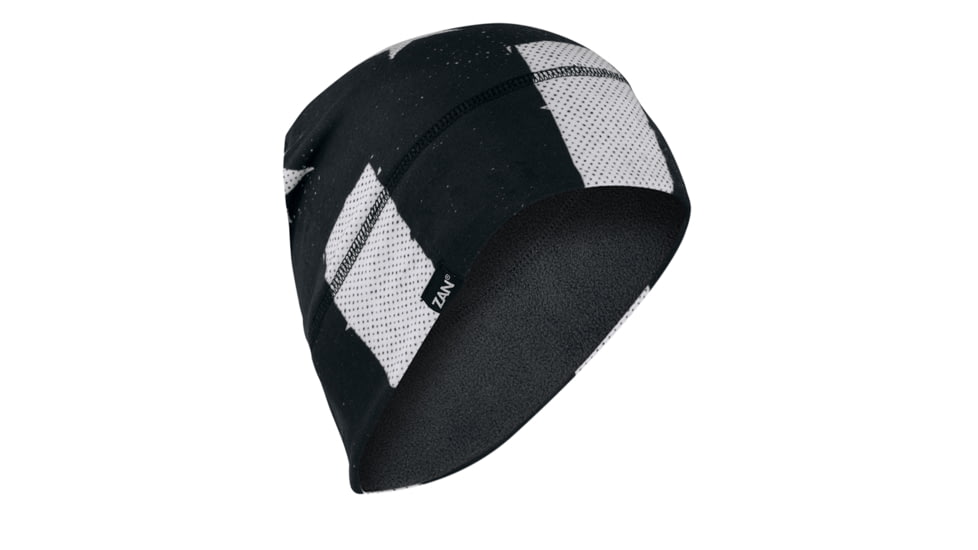 Zan Headgear Fleece Lined SportFlex Helmet Liner/Beanie - Mens, Black and White Flag, WHLF091