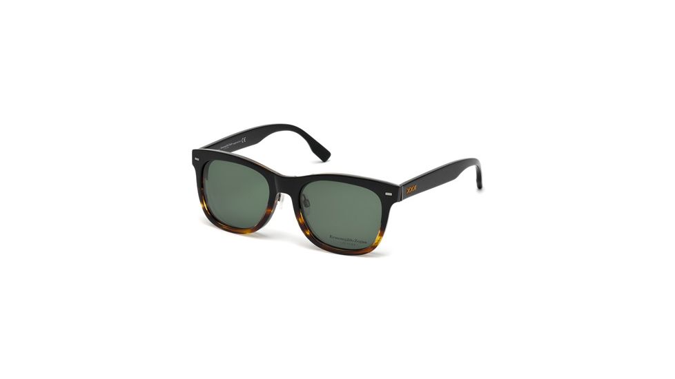 Zegna Couture ZC0001 Sunglasses - Black Frame Color, Green Polarized Lens Color