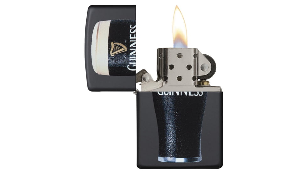 Zippo Glass of Guinness Matte Pocket Lighter, Black, 29649