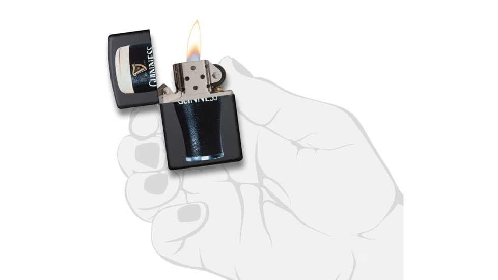 Zippo Glass of Guinness Matte Pocket Lighter, Black, 29649