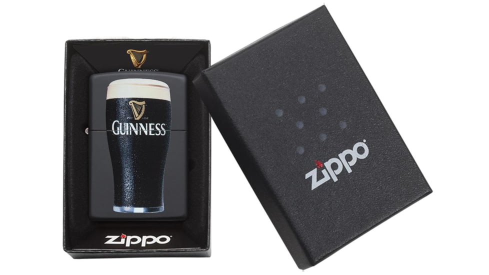 Zippo Glass of Guinness Matte Pocket Lighter, Black, 29649