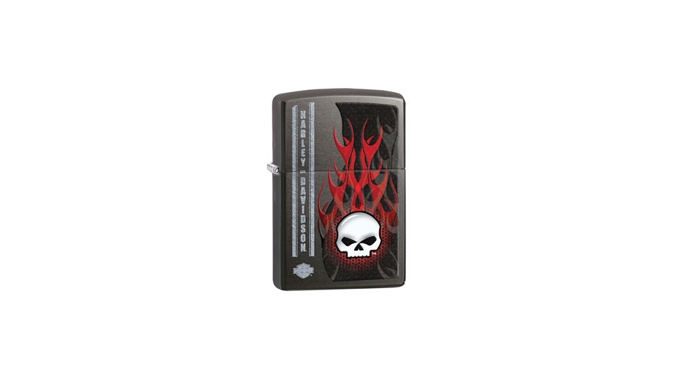 Zippo Harley-Davidson Flaming Skull Lighter, Gray Dusk 28618