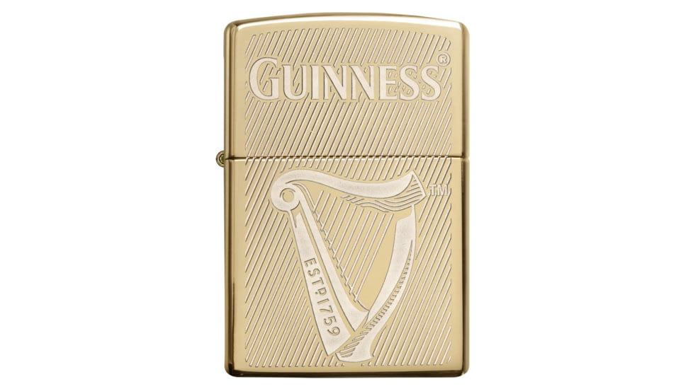 Zippo Harp Guinness High Polish Brass Pocket Lighter, 29651