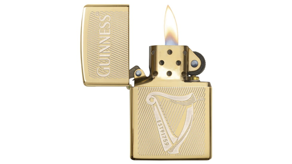 Zippo Harp Guinness High Polish Brass Pocket Lighter, 29651