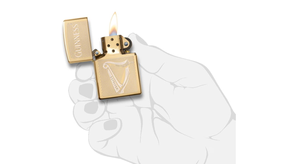 Zippo Harp Guinness High Polish Brass Pocket Lighter, 29651