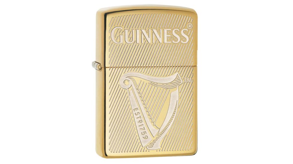 Zippo Harp Guinness High Polish Brass Pocket Lighter, 29651