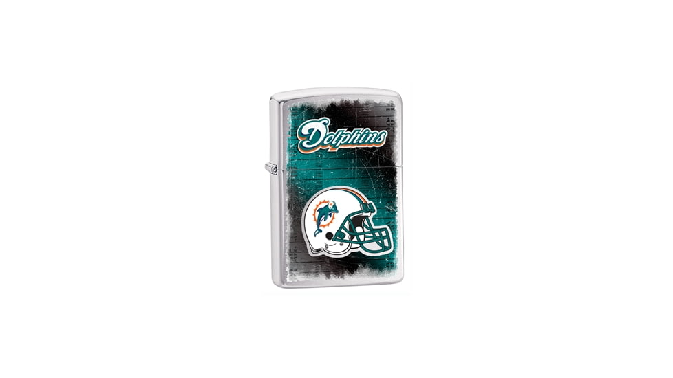 Zippo NFL Classic Style Lighter - Miami Dolphins, Brushed Chrome 28207