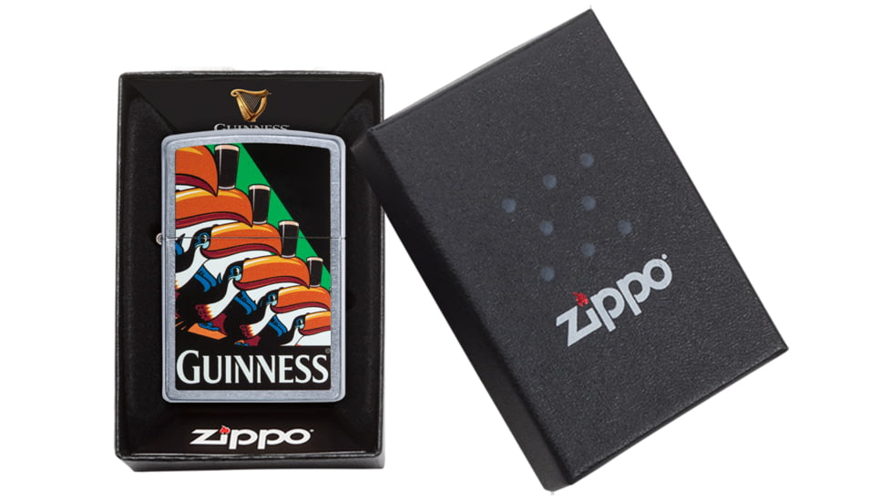 Zippo Toucan Guinness Street Chrome Pocket Lighter, 29647