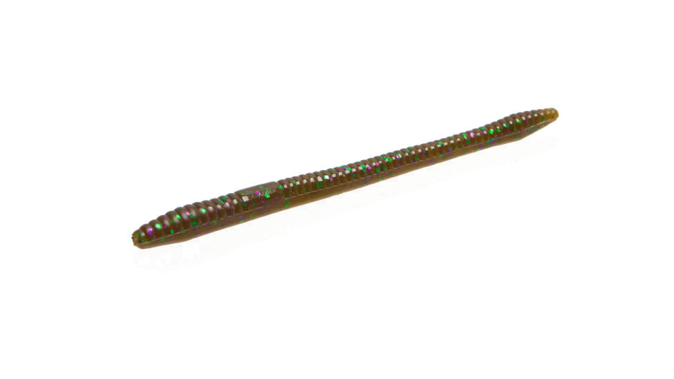 Zoom Finesse Worm, 20 Pack, 4.5in, Green Pump Purple Green, 004349X
