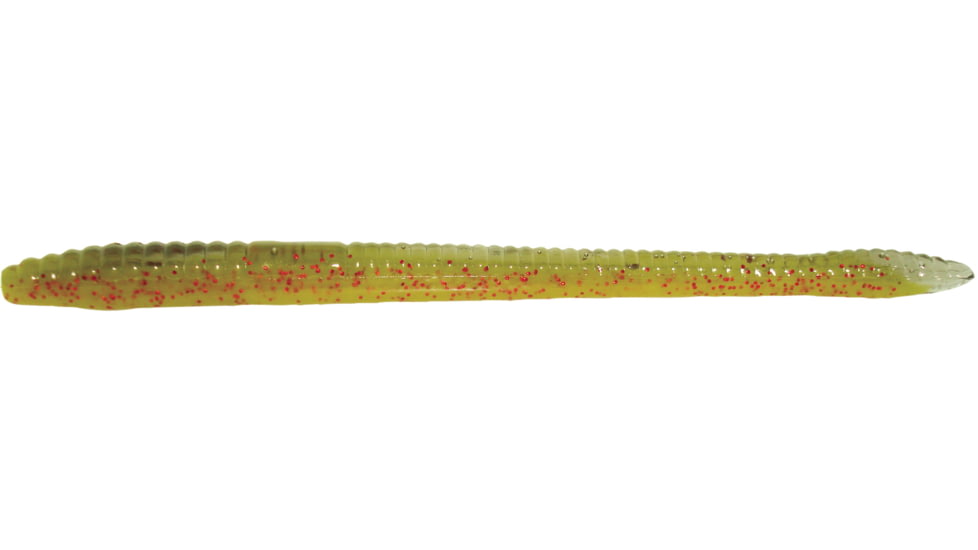 Zoom Finesse Worm, 20 Pack, 4.5in, Smoke Mustard Red, 004159X