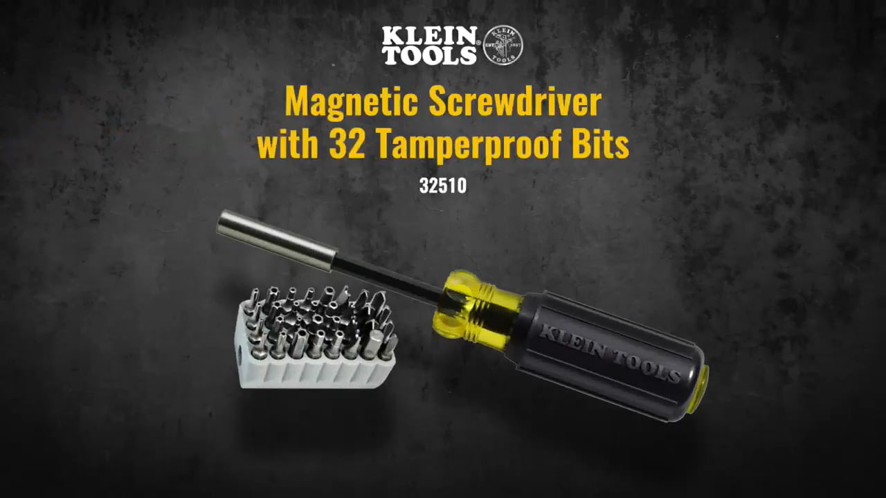 opplanet klein tools magnetic screwdriver with 32 tamperproof bits 32510 video